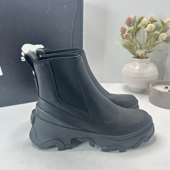 Sorel Brex Chelsea Pull On Leather Waterproof Boot BlackNL4302-010 Women 7.5 NWB - Picture 1 of 10